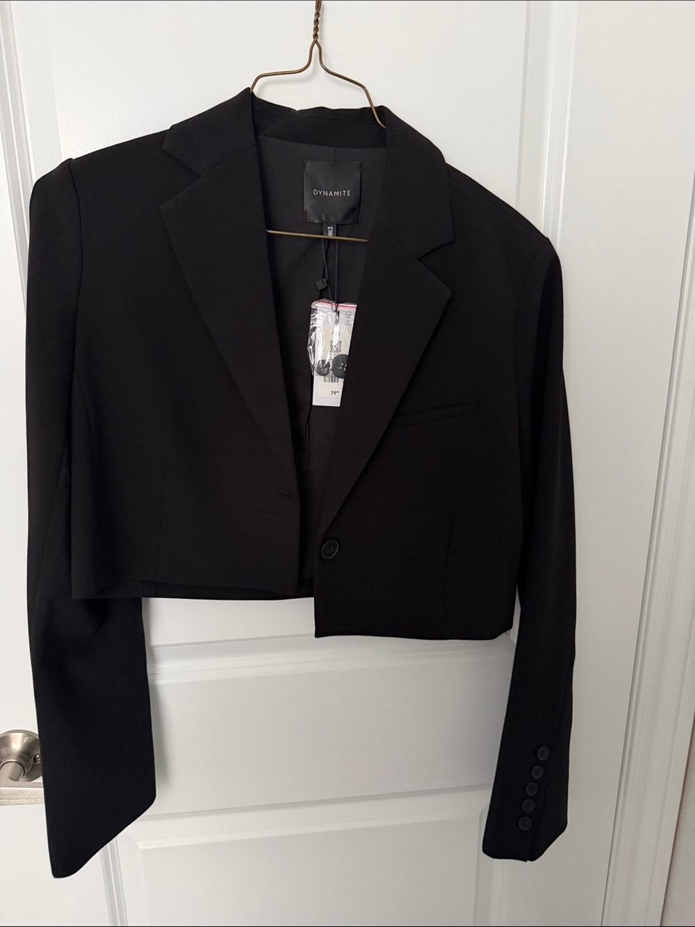 Dynamite Cropped Black Tailored Blazer
